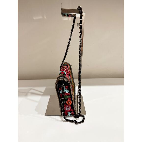 Zara Swans Embroidered Beaded/Sequin Shoulder Bag with Chain Strap Black Multi - Picture 4 of 12